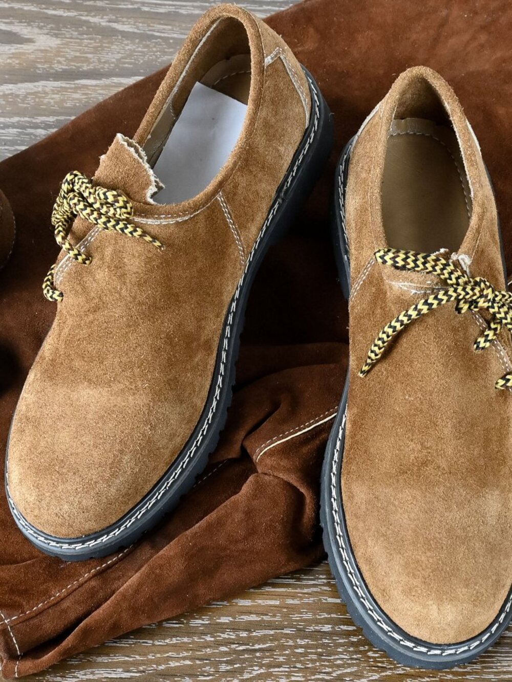 Suede Men’s Oktoberfest Shoes Golden Brown Traditional Bavarian Leather Shoes